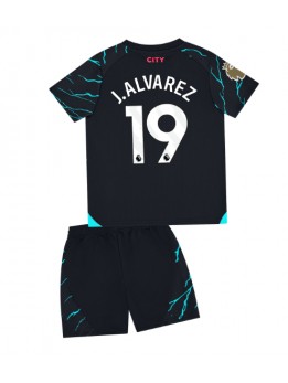 Billige Manchester City Julian Alvarez #19 Tredjedraktsett Barn 2023-24 Kortermet (+ Korte bukser)